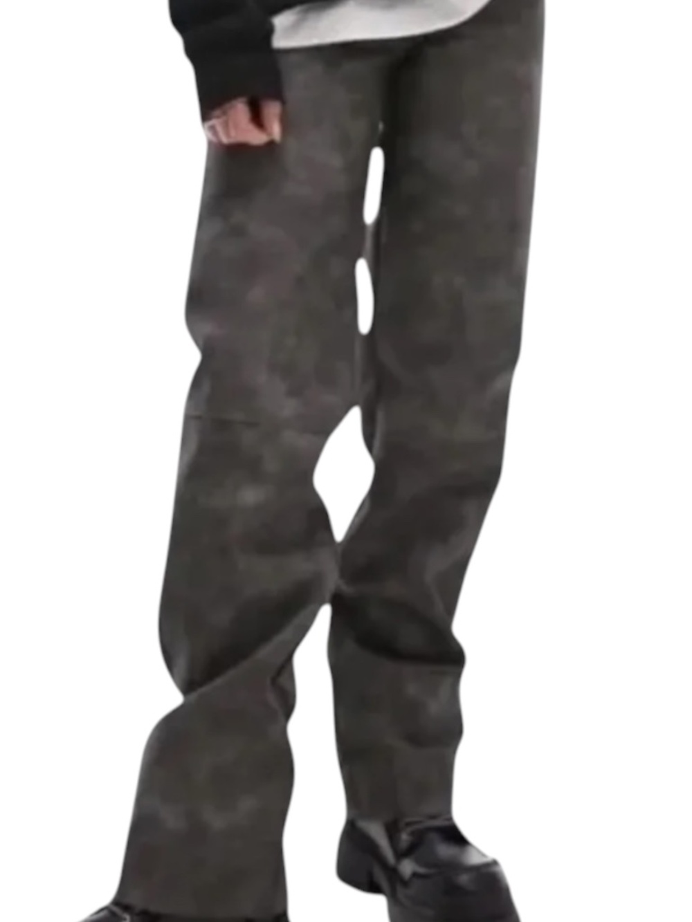 Topshop Gray Faux Leather High Rise Straight Pants Size 4